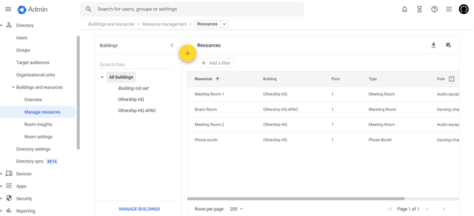 Google Workspace Adding Calendar Resources